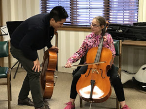 The Griffon String Quartet in the classroom