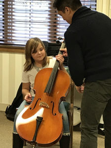 The Griffon String Quartet in the classroom